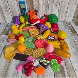 KidsPlay Food Set Kitchen Accessories Grocery Basket Pizza Fruit Vegetables 50pc
